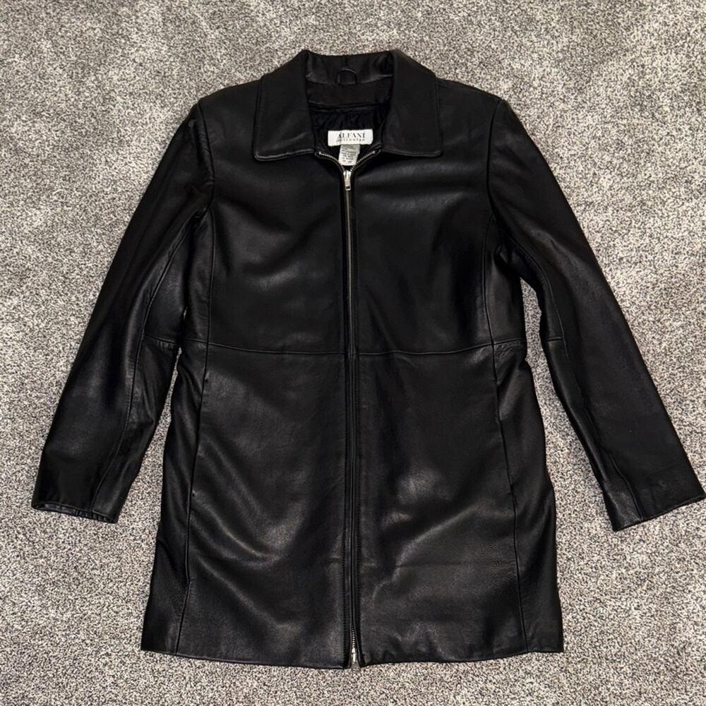 Alfani Outerwear Black Leather Coat Mobwife Size Small